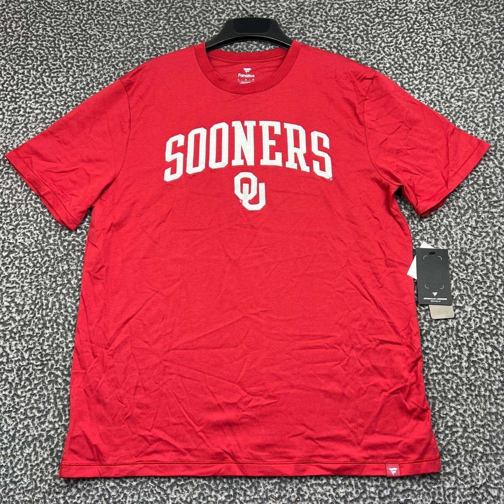 Oklahoma Sooners NCAA Shirt Men Large Red Fanatics Short Sleeve Pima Cotton New